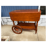Wood Drop Leaf Tea Cart with Wheels