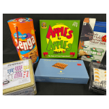 Assorted Games Collection: Travel Chess and Checkers, Jenga, Dominoes, Apples to Apples, and Texas Hold 'Em Poker Set