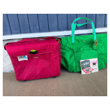 Arctic Zone Picnic Set for Four with Green Tote and Pink Rolling Cooler