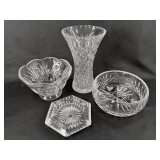 Cut Crystal Assortment: Vase, Bowls and Ashtray