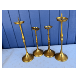 Set of Four Brass Candlestick Holders