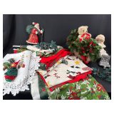 Holiday Collection: Assorted Christmas Décor and Cast Iron Santa