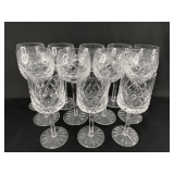 Set of Twelve Parka Diamond Pattern Crystal Wine Glasses
