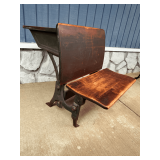 Wood and Metal Student Desk with Folding Seat