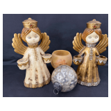 Candleholders, Angel Figurines, and Decorative Ball Assortment
