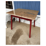 Granite Top Accent Table with Red Painted Base