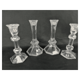 Set of Four Clear Glass Candle Holders