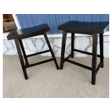 Pair of Saddle Seat Stools in Black Finish
