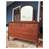 Antique Ornate Wood Dresser with Mirror Attachment