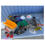 Handyman's Delight: Miter Box, Safety Glasses, Olson Scroll Saw Blades, Sanding Sheets, Socket Set, Clamps, Screwdrivers, Safety Masks
