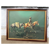 Western Cowboy on Horseback Framed Art Print