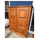 Oak Two-Door Cabinet with Interior Shelves