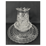 Glass Cake Plate, Vase & Bowl