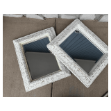 Pair White Framed Mirrors