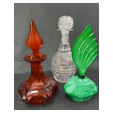 glass decanter trio