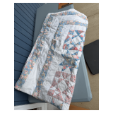 White/Blue Quilt with Roses