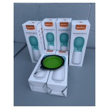 Collection of MalsiPree Portable Pet Water Bottles and Collapsible Bowl