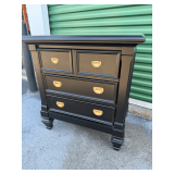 Black Painted Three-Drawer Nightstand with Gold-Tone Hardware