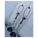 Pair of Glass and Matte Black Metal Table Lamps