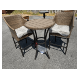 Three-Piece Wicker Bistro Set with Table and Two Chairs