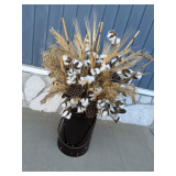 Decorative Metal Pail with Dried Floral Arrangement