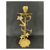 Brass Floral Motif Candlestick Holder