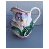 Ceramic Floral Pitcher with Tulip Motif 1991