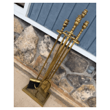 Brass Fireplace Tool Set with Stand