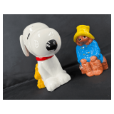 Snoopy and Paddington Bear Ceramic Coin Banks