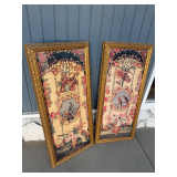 Pair of Framed Floral and Avian Tapestry Prints