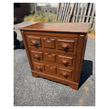 Three-Drawer Wooden Chest with Leaf Motif Carvings