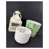 Decorative Lantern and Ceramic Planter Set