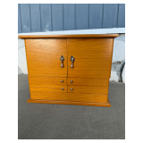 Wooden Jewelry Armoire with Mirror and Multi-Tiered Storage