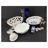 Assorted Decorative Tabletop Collection Including Porcelain and Glassware