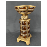 Brass and Amber Glass Pedestal Bowl