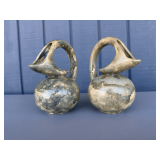 Pair of Studio Pottery Glazed Pitchers