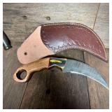 Curved Karambit with Wood Handle