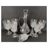 Hand Blown Decanter and Crystal Stemware Set