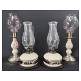 Assorted Lighting Collection Including Wall-Mount Oil Lamps and Floral Candle Holders