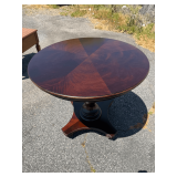 Round Pedestal Accent Table with Starburst Veneer Top