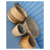 Assorted Woven Decorative Baskets, Set of Four