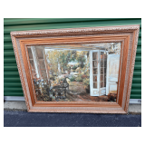 Framed Garden Scene Print on Canvas