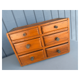Wooden Six-Drawer Desktop Organizer with Metal Pulls