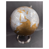 Decorative Metallic Gold World Globe with Silver Tone Stand