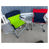 Pair of Folding Camp Chairs with Integrated Side Tables