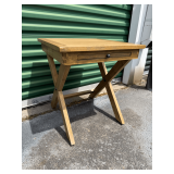 Wooden X-Frame Side Table with Single Drawer