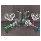 Glass Pitcher and Assorted Margarita Glass Set