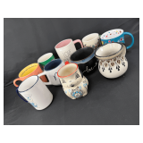 Assorted Decorative Ceramic Coffee Mugs, Collection of 10