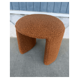 Anji Carlford Brown Boucle Upholstered U-Shaped Accent Stool