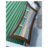 Large Rectangular Wall Mirror with Curved Wood-Tone Frame